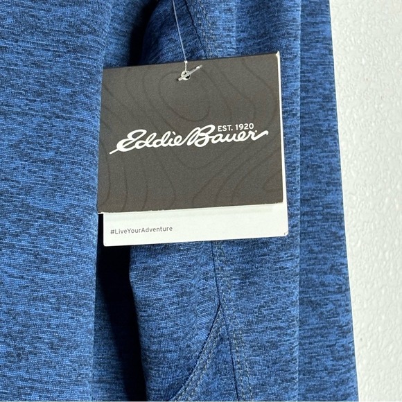 NEW Eddie Bauer Mens L Blue Freedry Thermal Performance Knit 1/4 Zip Pullover - Picture 6 of 9
